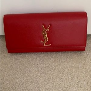 Authentic YSL Red Leather Clutch